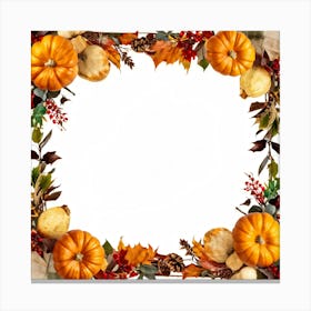 Autumnal Frame Featuring Festive Thanksgiving Elements Cornucopias Overflowing With Autumn Bounty (4) Canvas Print