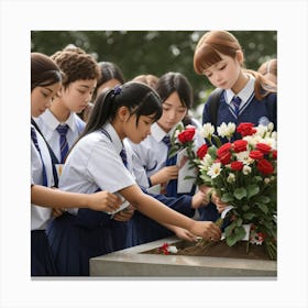 The female students mourn their professor Canvas Print