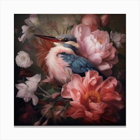 Peony Kingfisher Canvas Print