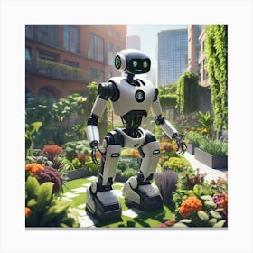 Robot In The Garden 1 Canvas Print