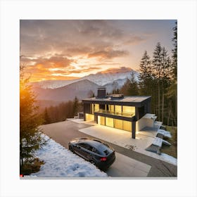 Home and the sunset Canvas Print