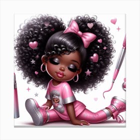 Little Black Girl In Pink Canvas Print