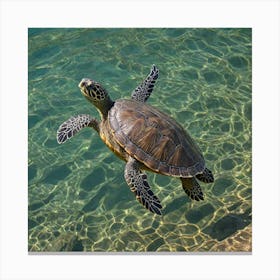 Turtle Swimming Canvas Print