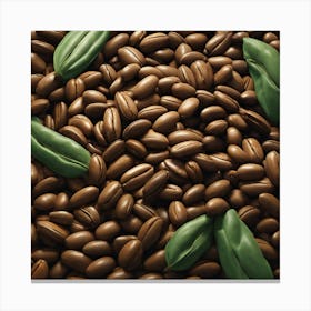 Coffee Beans With Leaves Canvas Print