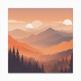 Misty mountains background in orange tone 78 Canvas Print