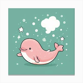 Cute Pink Whale 1 Canvas Print