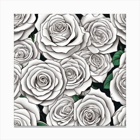 White Roses Seamless Pattern 2 Canvas Print