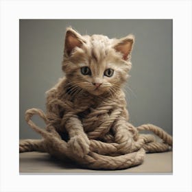 A kitten made of rope 4 Canvas Print