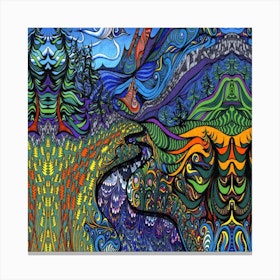 Psychedelic Digital Art Artwork Landscape Colorful Canvas Print