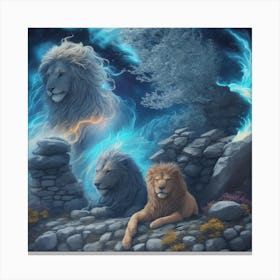 Lions Of The Night Canvas Print