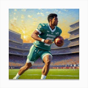 All Eyes on Victory Football Player in Motion Canvas Print