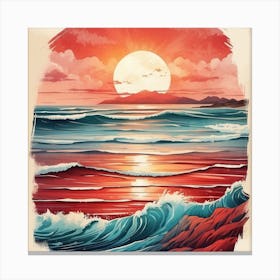 Sunset Over The Ocean 1 Canvas Print