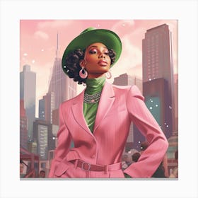 Woman In A Pink Suit 1 Canvas Print