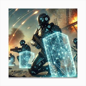 A Futuristic Sci Fi Scene Depicting Shieldbearers Heavy Artillery Canvas Print