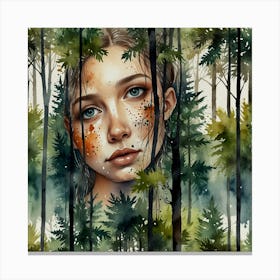 Girl In The Woods Canvas Print