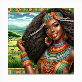 African Girl In Traditional Dress Canvas Print