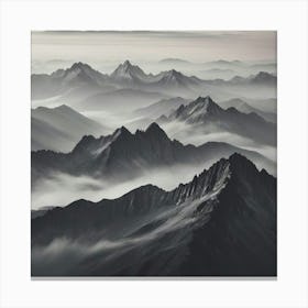 Mountain Range In Fog 3 Canvas Print