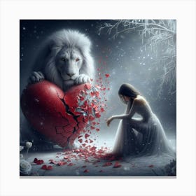 Lion And Girl 3 Canvas Print