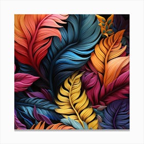 Colorful Feathers Seamless Pattern 2 Canvas Print