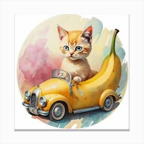 Cat In A Car 1 Canvas Print