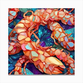 Seamless Pattern With Shrimps 3 Canvas Print