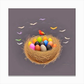 Easter Birds In A Nest 18 Canvas Print