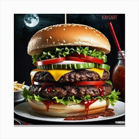 Burger With Ketchup Canvas Print