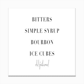 Old Fashioned Cocktail Recipe Canvas Print
