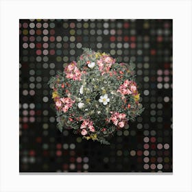 Vintage Hedge Rose Flower Wreath on Dot Bokeh Pattern n.0429 Canvas Print