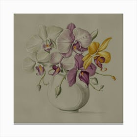 Orchids In A Vase Art Print Canvas Print