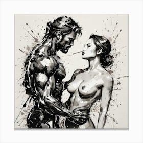 Couple in Love Ink Canvas Print