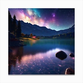 Night Sky Over Lake 6 Canvas Print