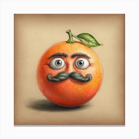 Orange With Mustache 2 Canvas Print