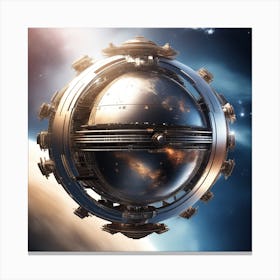 Imagine Earth Into Metallic Ball Space Station Floating In Space Universe (2) Canvas Print