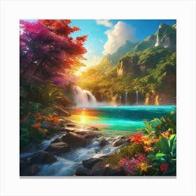 Waterfalls In The Jungle Canvas Print