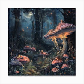 Mushrooms In The Forest 2 Canvas Print