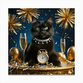 Leonardo Phoenix 10 A Regal Black Cat With Piercing Green Eyes 1 Canvas Print