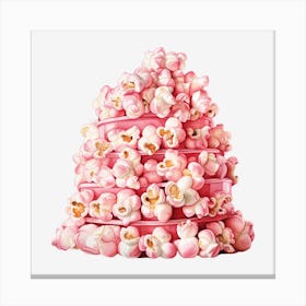 Pink Popcorn Cake On Black Background Canvas Print