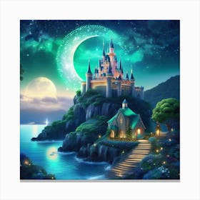Disney Castle At Night Canvas Print