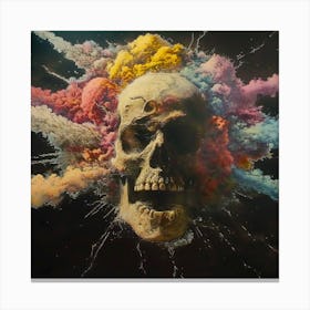Skull With Colored Smoke Canvas Print