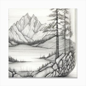 Exquisite Design Mountain Art With Trees And Water Canvas Print