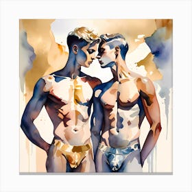 Shirtless Gay Lover Couple Pride Art Canvas Print