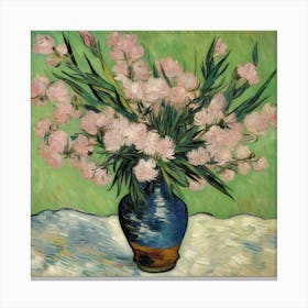 Pink Flowers In A Vase Oleanders Vinvent Van Gogh (4) Canvas Print