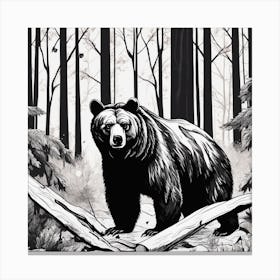 Black Bear In The Woods Canvas Print