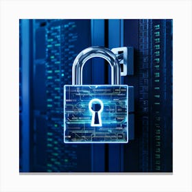 Padlock On A Computer Server Canvas Print