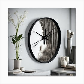 Black And White Clock Canvas Print