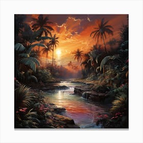 Sunset In The Jungle 5 Canvas Print