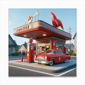 Red Rocket Gas Station 4 Canvas Print