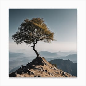 Lone Tree On Top Of Mountain 26 Canvas Print