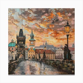 Charles Bridge At Sunset Canvas Print